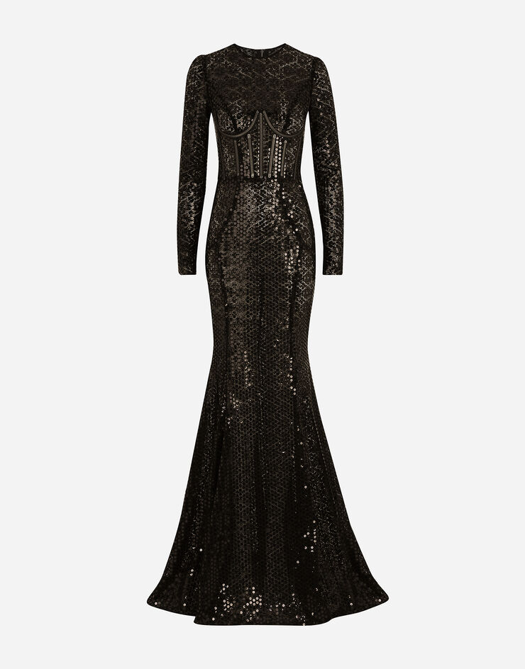 Dolce & Gabbana Long sequined mermaid dress Black F6ZM7THLM50
