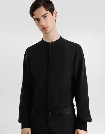 Dolce & Gabbana Crêpe de chine martini shirt Black G5LF8TFU1UQ