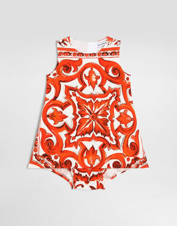 Dolce & Gabbana Majolica-print dress in interlock Multicolor L2JDZ2G7P4I