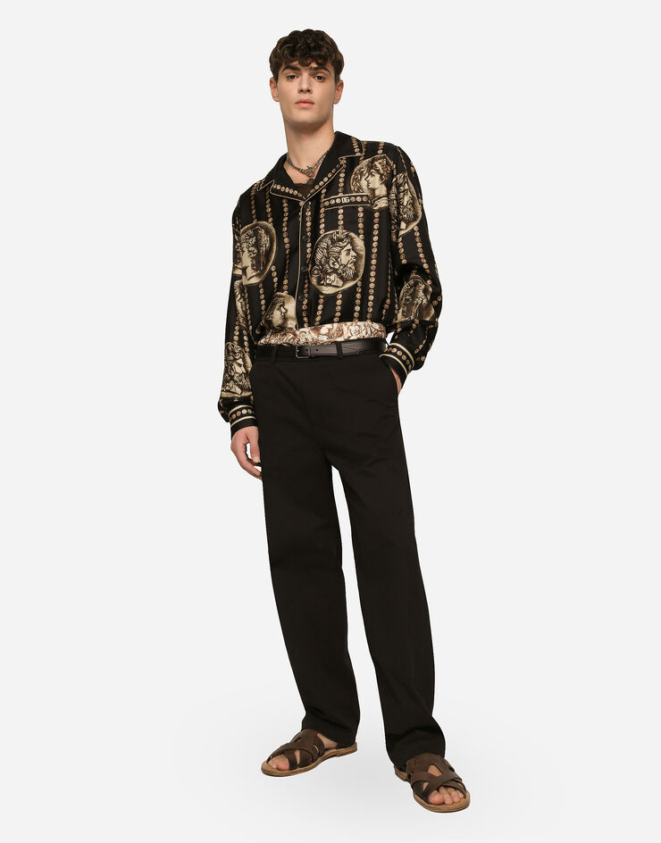 Dolce&Gabbana Coin print silk twill shirt Black G5IF1THI1J3