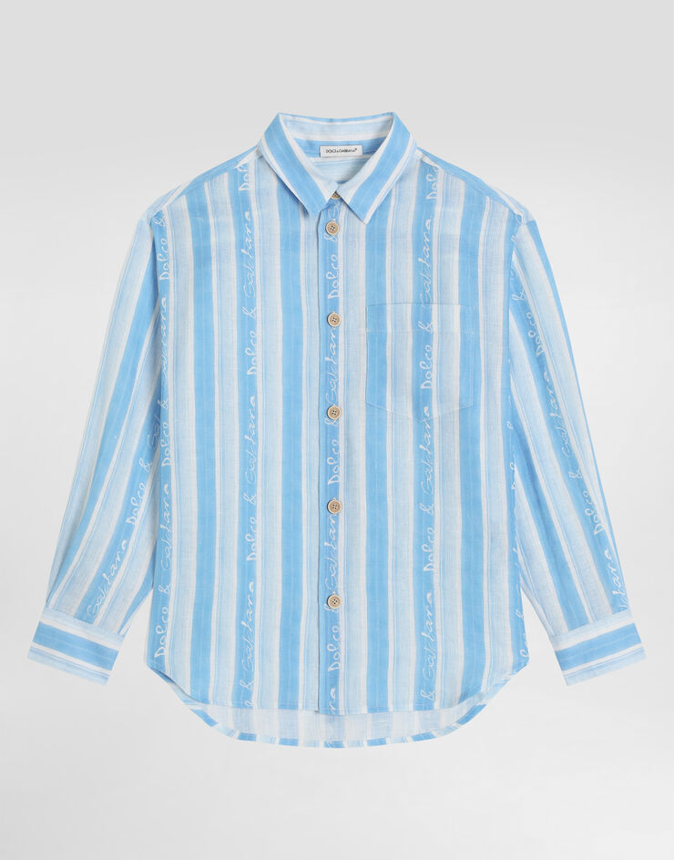 Dolce & Gabbana قميص قماش بطبعة مخططة Blue L44S26FS4HU
