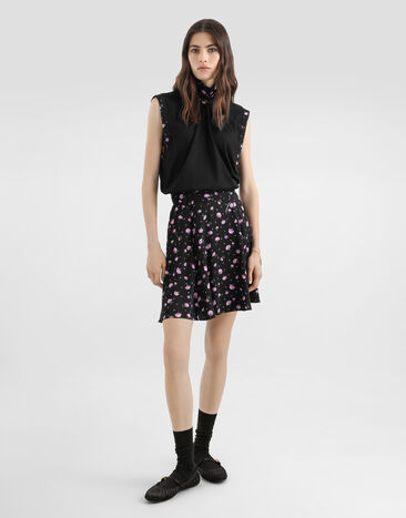 Dolce & Gabbana تنورة من حرير كانفاس بطبعة قرنفل Multicolor F4DCOTFSA8M