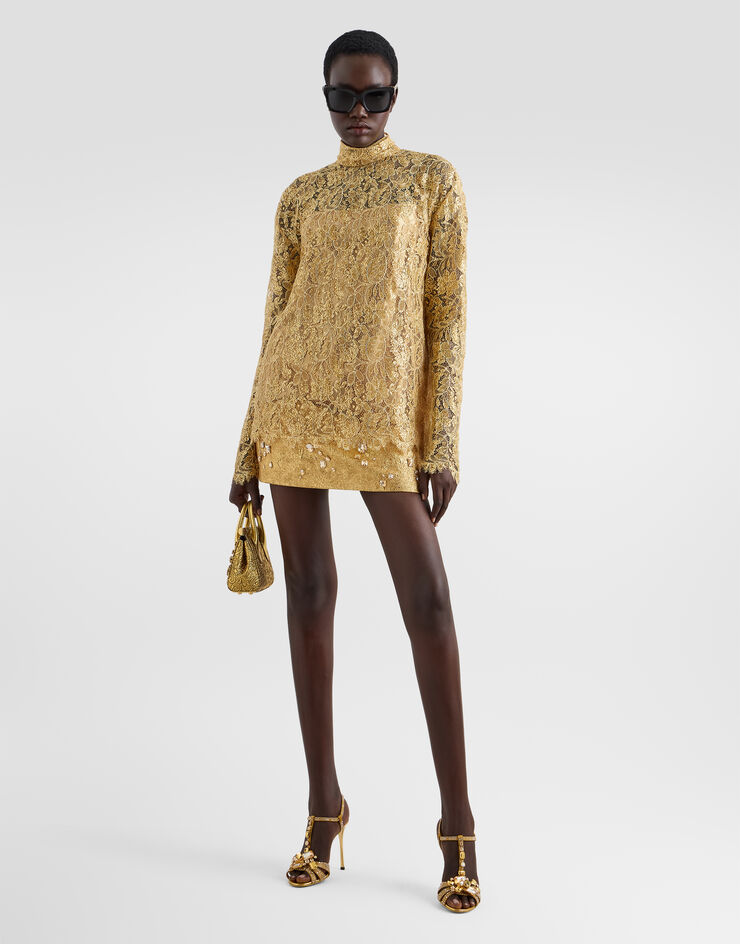 Dolce & Gabbana Lamé lace top Gold F7BV7TILMFJ