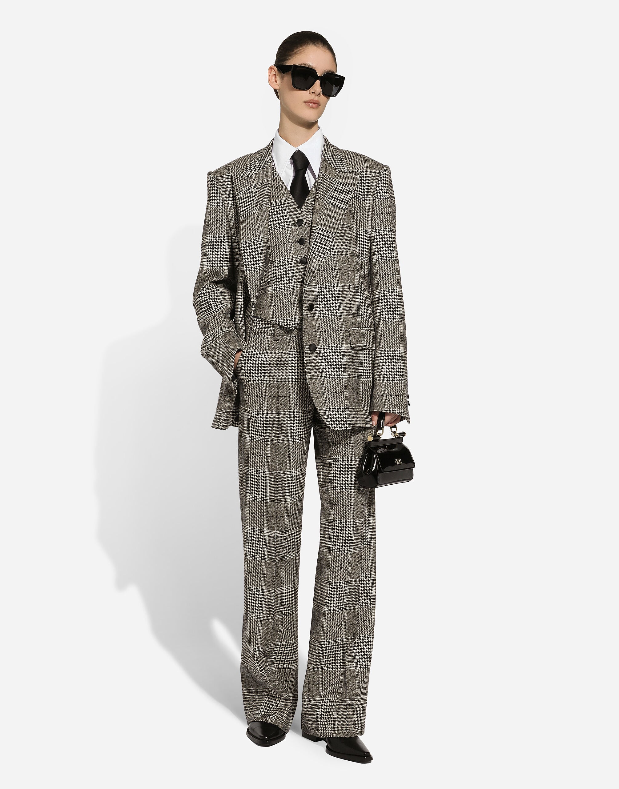 マルチカラーのウィメンズ グレンチェック フレアパンツ | Dolce&Gabbana®