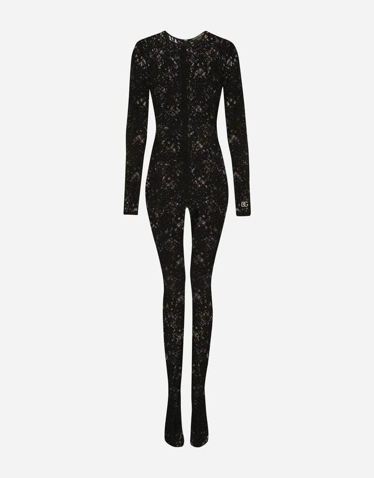Dolce & Gabbana Jumpsuit aus Spitze Schwarz F6ARBTFLRFF