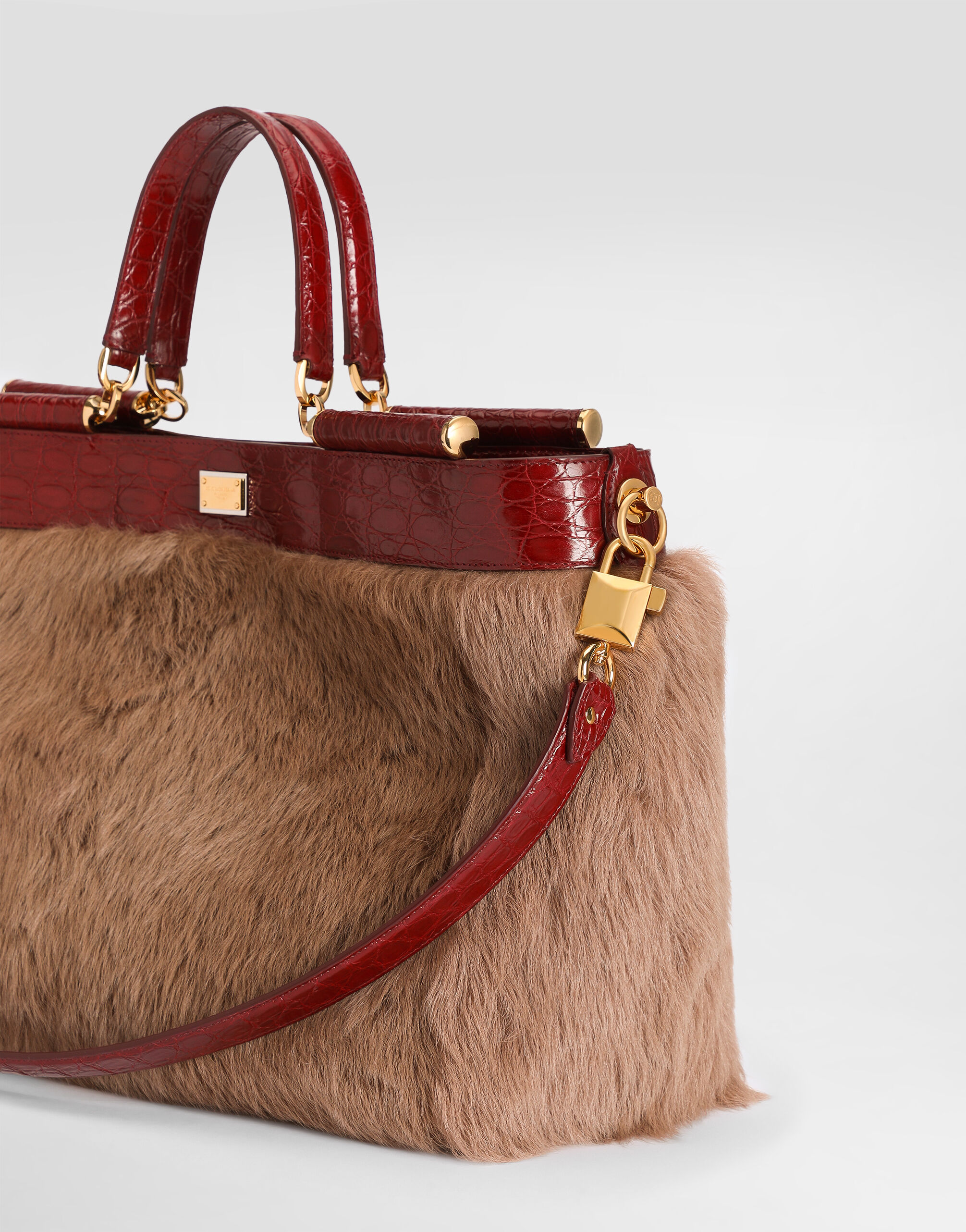 My Sicily shearling and alligator handbag in Multicolor for Women