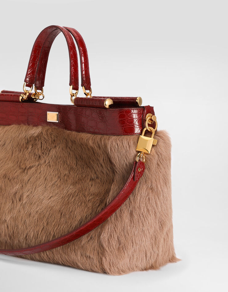 Dolce & Gabbana My Sicily shearling and alligator handbag Multicolor BB7936B2X03