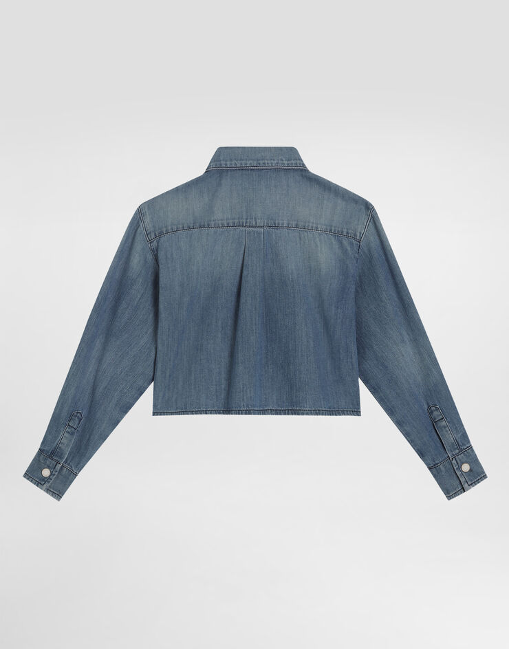 Dolce & Gabbana Denim shirt with DG logo Multicolor L56S32LDD07