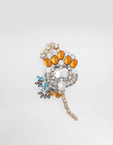 Dolce & Gabbana Maxibroche floral con strass Multicolor WPR7F8W1111