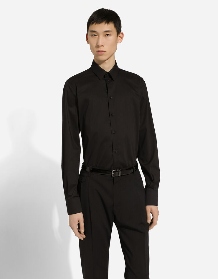 Dolce & Gabbana Camicia fit Gold in cotone stretch Nero G5EJ0TFMRBJ