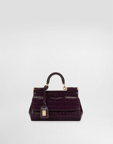 Dolce & Gabbana Längliche Henkeltasche Sicily aus Alligatorleder Violett BB7116B2EM0