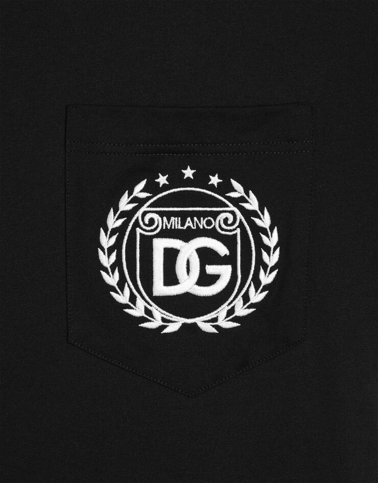 Dolce & Gabbana Cotton T-shirt with DG Milano logo embroidery Black G8RA2ZG7J6F