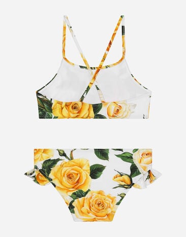 Dolce & Gabbana Bikini de tejido indesmallable con estampado de rosas amarillas Imprima L5J833FSG5V