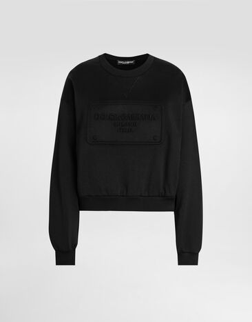 Dolce & Gabbana Sudadera de punto con logotipo en relieve Negro F9L05ZG7EJ2