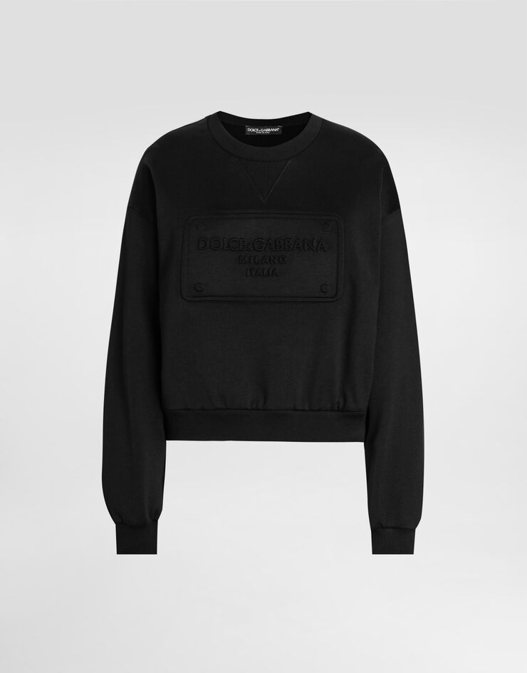 Dolce & Gabbana Sudadera de punto con logotipo en relieve Negro F9L05ZG7EJ2