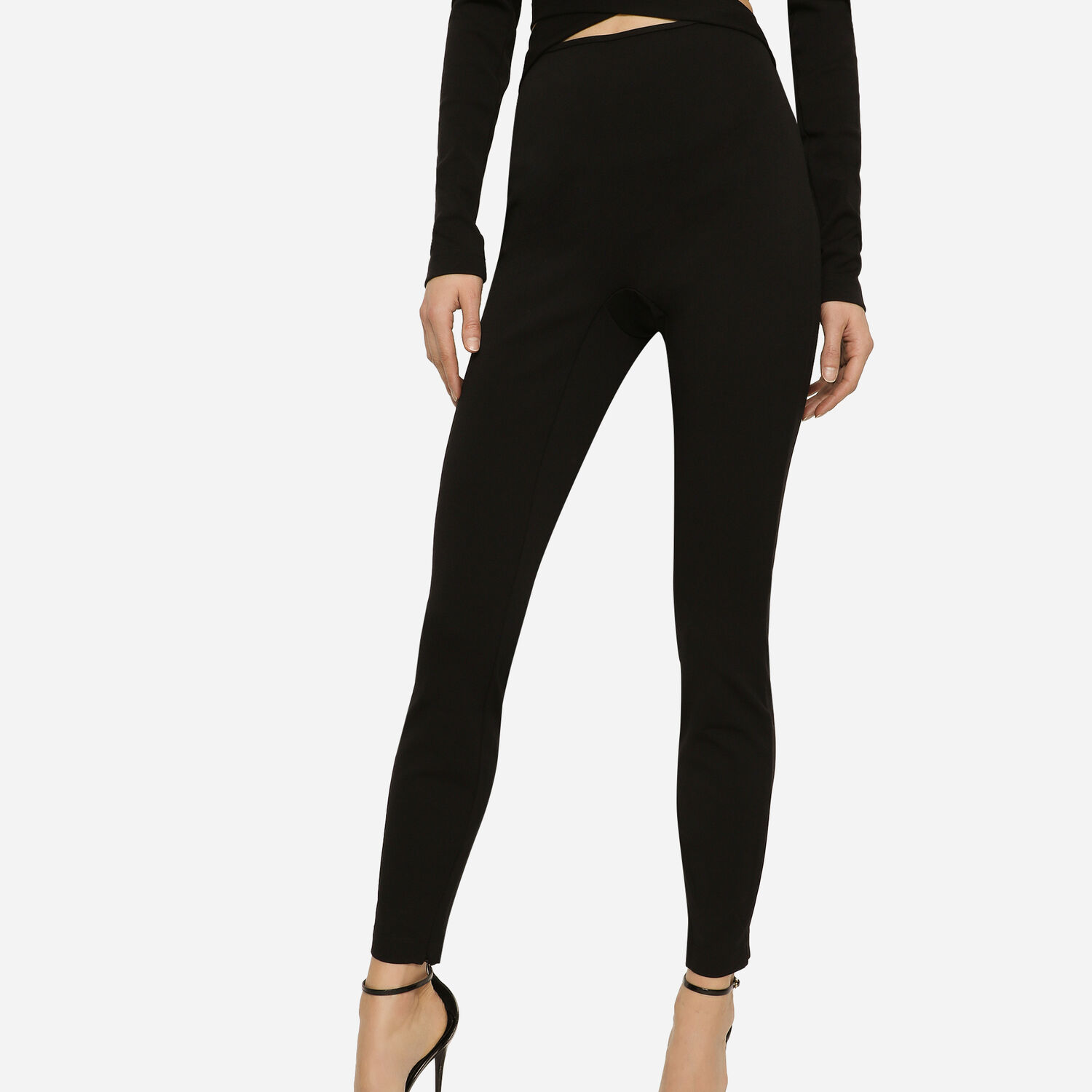 Viscose pants with strap detail in Black for | Dolce&Gabbana® US