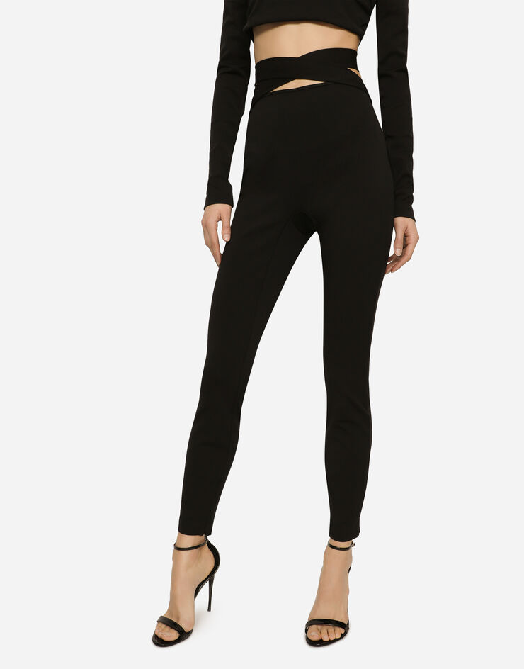 Dolce & Gabbana Viscose pants with strap detail Black FTCTUTFURL6