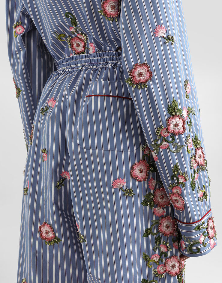 Dolce & Gabbana Poplin trousers with floral embroidery Dolce & Gabbana Poplin trousers with floral embroidery Multicolor FTDJEZGDDR8