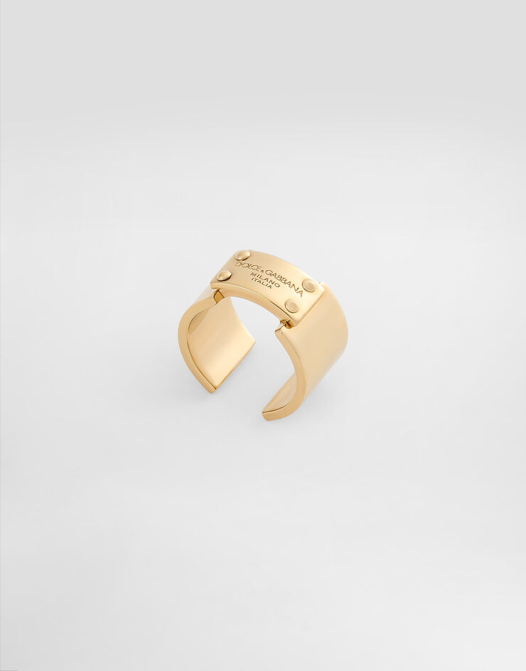 Dolce & Gabbana Anillo con placa con logotipo Dolce&Gabbana Dorado WRR1H1W1111