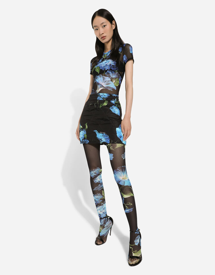 Dolce & Gabbana Fabric miniskirt with bluebell print Print F4CSYTFSSKO