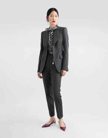 Dolce & Gabbana Single-breasted woolen Turlington blazer Grey F29UCTFU287