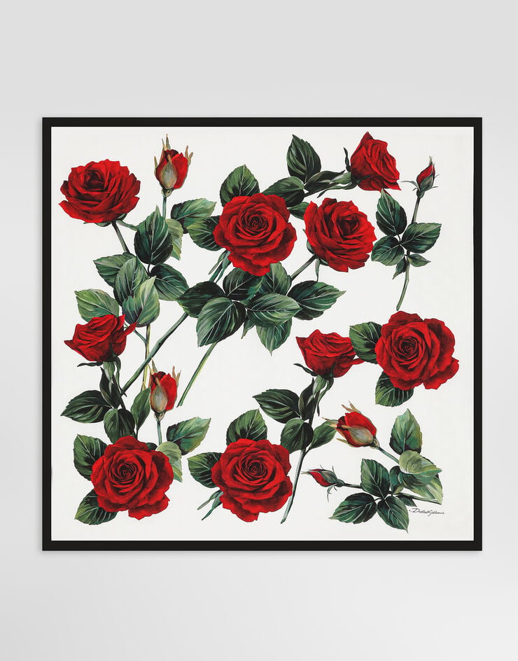 Dolce&Gabbana Silk jacquard twill foulard with all-over DG logo rose print (90x90) Dolce&Gabbana Silk jacquard twill foulard with all-over DG logo rose print (90x90) Print FN090RGDCQL