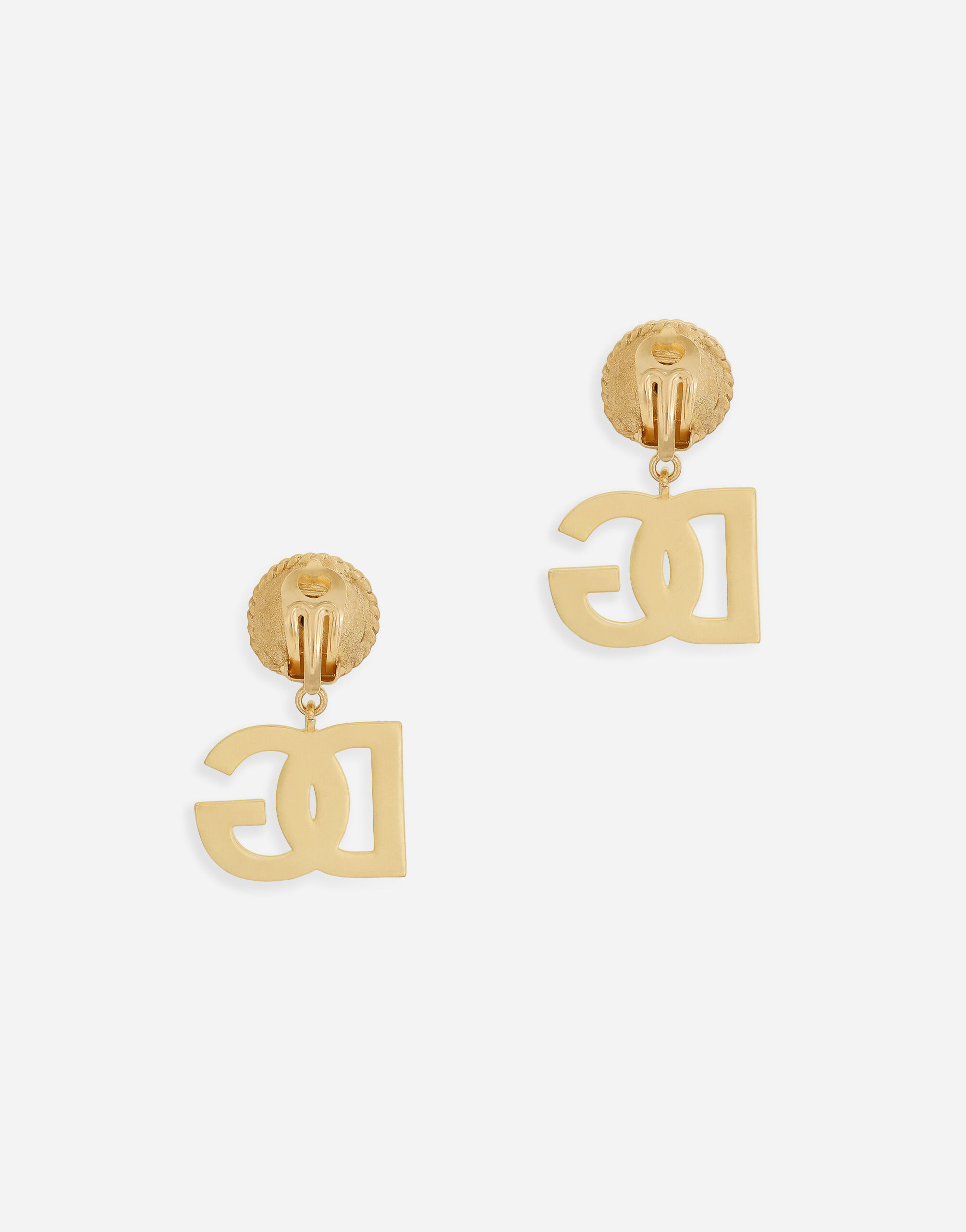 Earrings with rhinestones and DG logo in Gold for Women Dolce Gabbana US