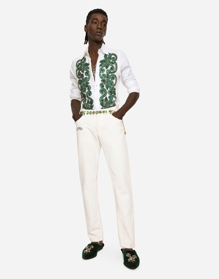 Dolce & Gabbana Cotton poplin shirt with embroidery White G5KO2ZFU5T9