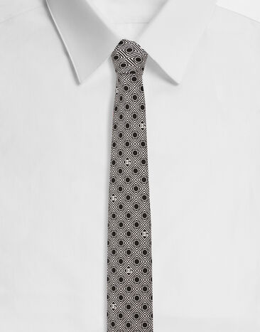 Dolce & Gabbana Silk jacquard tie with micro-designs and DG logo Multicolor GT149EG0WU1