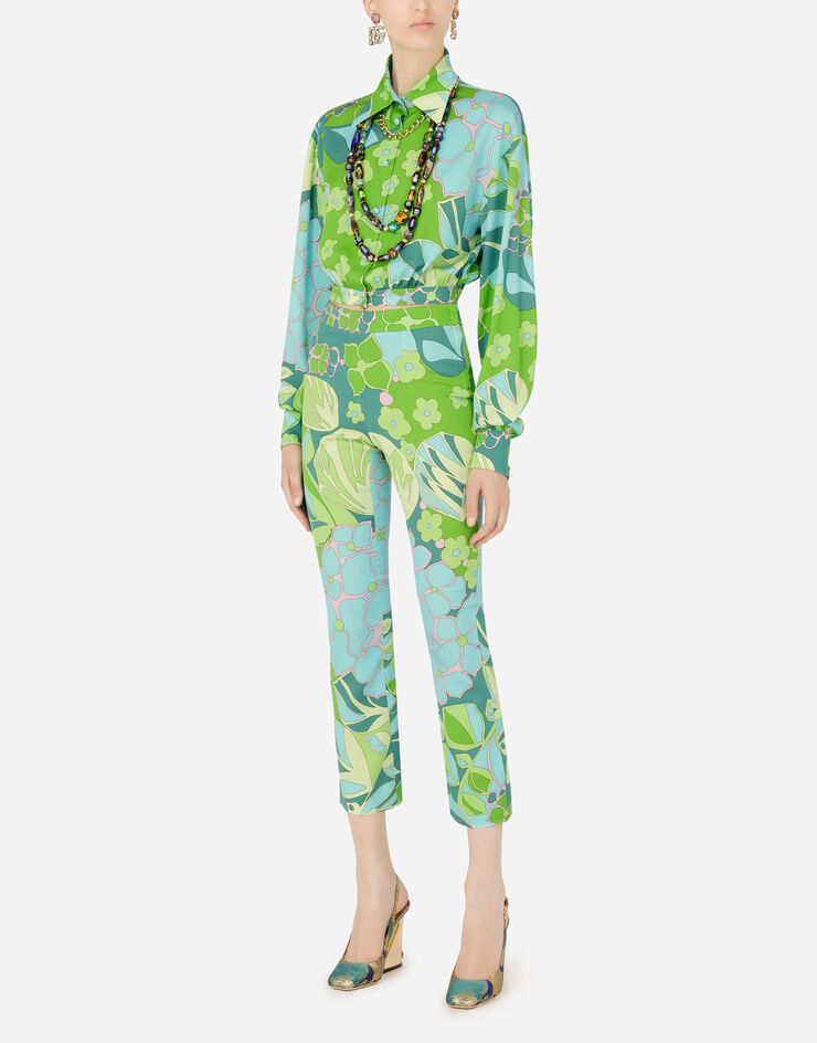 Dolce & Gabbana 60s-print charmeuse leggings Multicolor FTAG7TFSA2V