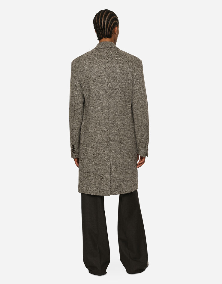 Dolce&Gabbana Manteau droit en laine diagonale chinée Multicolore G033LTGG723