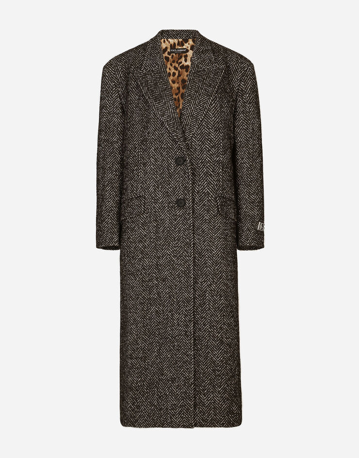 Dolce & Gabbana Oversize herringbone coat with half-belt Multicolor F0C2ETFCMCL