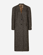 Dolce & Gabbana Oversize herringbone coat with half-belt Print F0W1YTFSTBJ