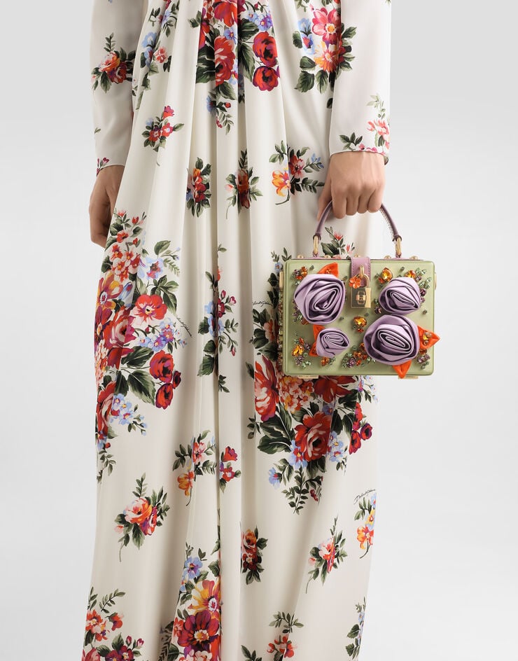 Dolce & Gabbana Sac à main Dolce Box en satin et cuir verni Multicolor BB5970A0256