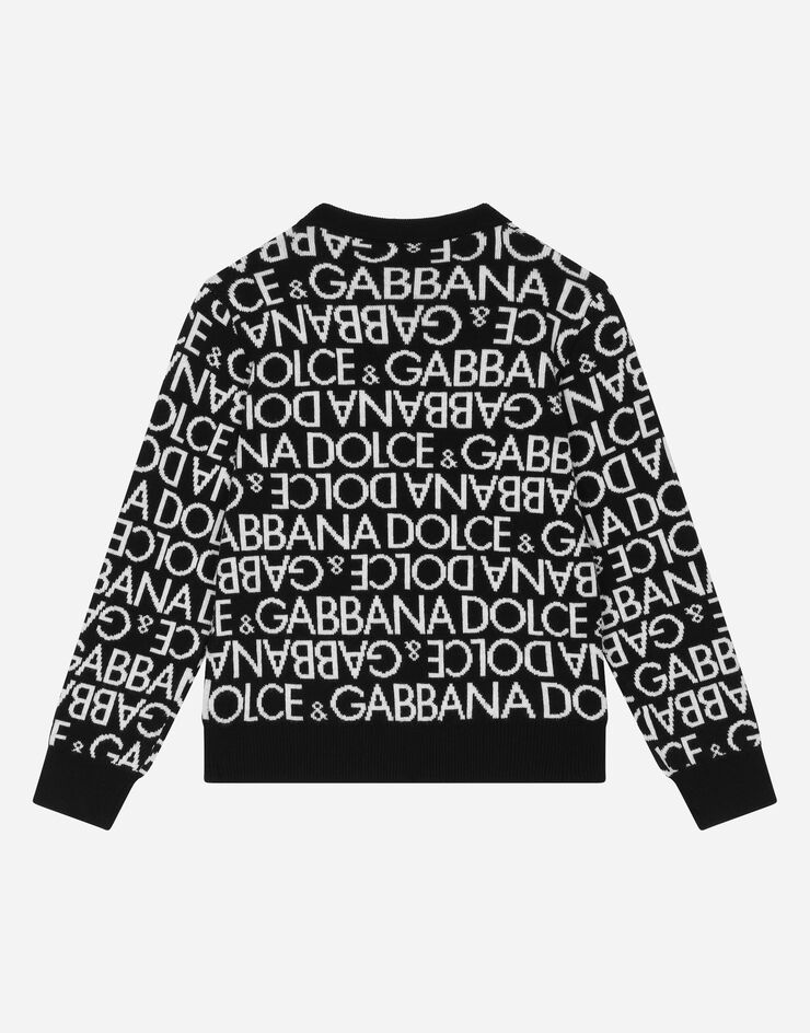 Dolce&Gabbana Knit cardigan with all-over jacquard logo Multicolor L5KWK1JCVM3