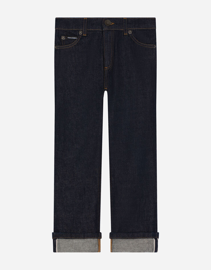 DolceGabbanaSpa 5-pocket stretch denim jeans with logo tag Multicolor L42F59LDB75