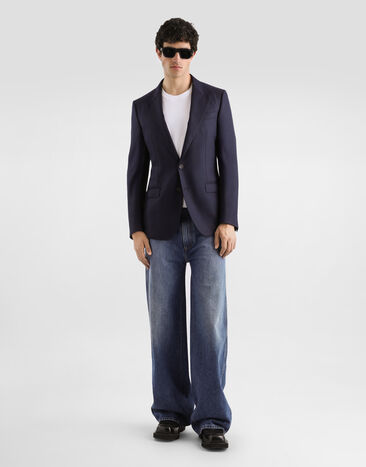Dolce & Gabbana Single-breasted taormina wool jacket Blue G2NW0TFU25E