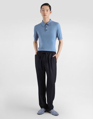 Dolce & Gabbana Polo de seda Azure GXZ02ZJBSO5
