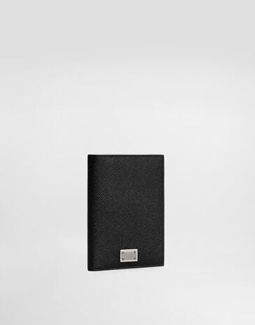 Dolce & Gabbana Calfskin passport holder with logo tag Black BP2215AG219