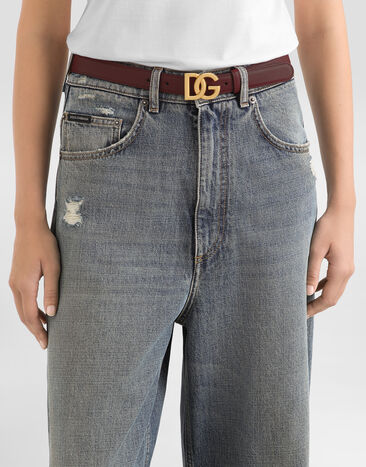 Dolce & Gabbana Calfskin belt with DG logo Bordeaux BE1447AK274