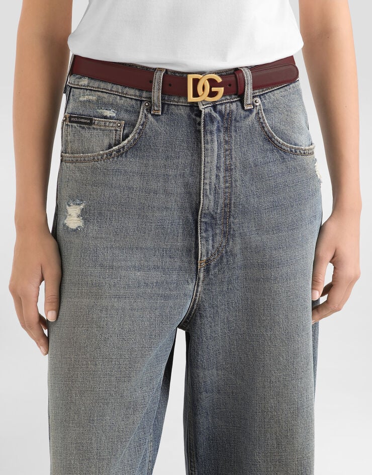 Dolce & Gabbana Calfskin belt with DG logo Dolce & Gabbana Calfskin belt with DG logo Bordeaux BE1447AK274