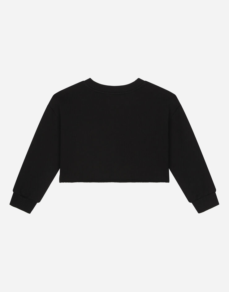 Dolce & Gabbana Jersey sweatshirt with Dolce&Gabbana embroidery Black L5JW7MG7F0U