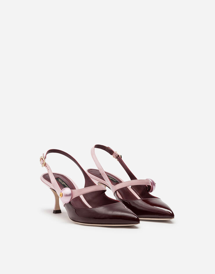 Dolce & Gabbana PATENT LEATHER TWO-TONE SLINGBACKS WITH PEARL DETAIL BORDEAUX/ROSA CG0380AJ702