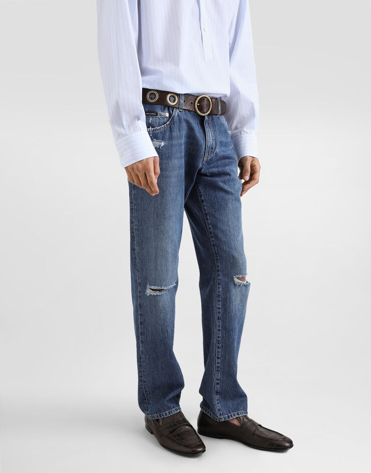 Dolce & Gabbana Jean classique en coton avec plaquette Multicolore GP02XDG8ME8