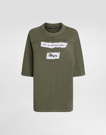 Dolce & Gabbana Jersey t-shirt with print Green F8V80TGDDI2