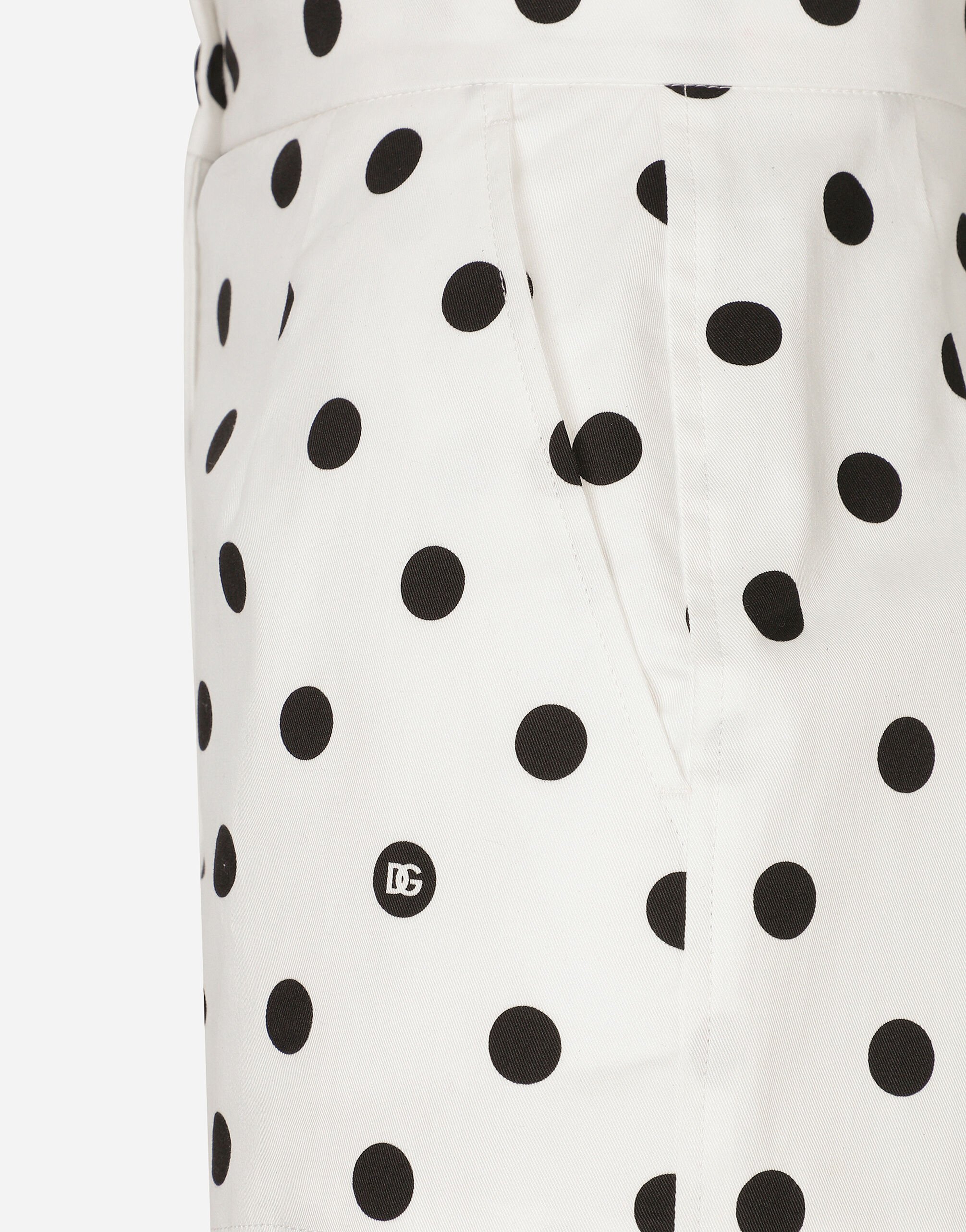 High-waisted cotton shorts with polka-dot print in Print for