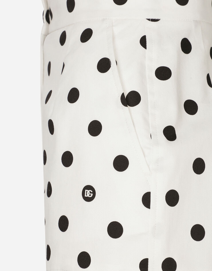 Dolce & Gabbana High-waisted cotton shorts with polka-dot print Print FTBTPTFSFNM