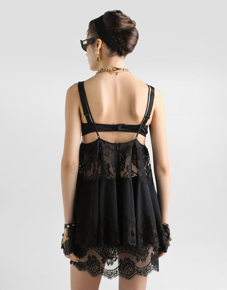 Dolce & Gabbana Georgette and lace top Black O7A12TON06K