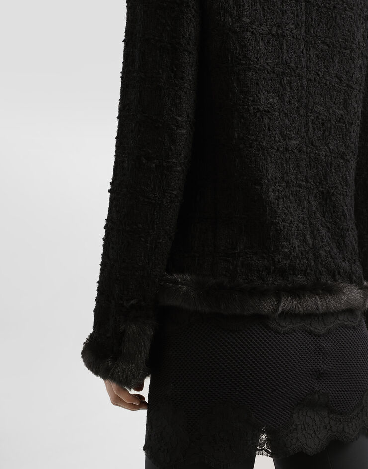 Dolce & Gabbana Single-breasted tweed jacket Black F27HIZHUMJK