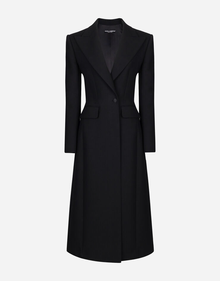 Long single-breasted wool cady coat in Black for | Dolce&Gabbana® US